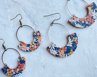 Fall Berry Arc Hoop  Cork Leather Earrings