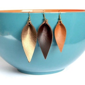 Leather Leaf Shaped Earrings: Leather Leaf Earrings // Your Choice of Signature Leather Color image 9