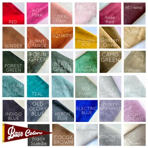 May include: A color chart featuring fabric swatches in various shades. Colors include red, pink, orange, green, blue, and neutral tones. Each swatch is labeled with its corresponding color name, such as "Red," "Teal," and "Electric Blue."