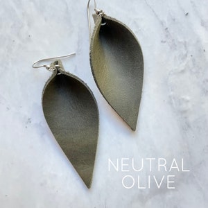 Leather Leaf Shaped Earrings: Leather Leaf Earrings // Your Choice of Signature Leather Color image 3