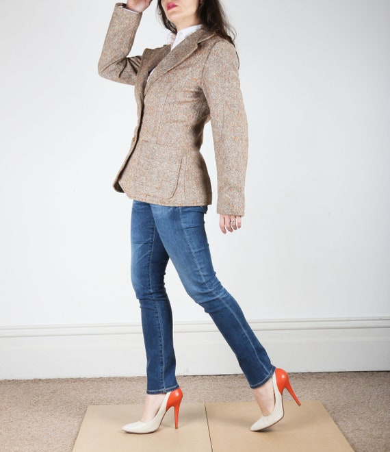 70s Vintage Blazer // Tweed Blazer Jacket // Brown