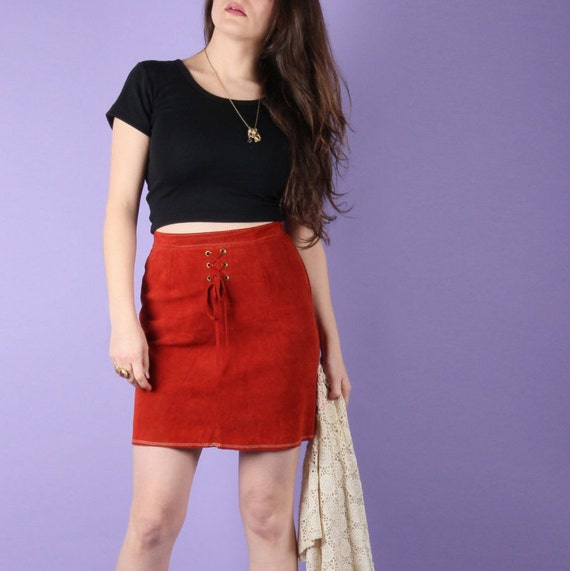 70s Vintage Skirt // 70s Suede Mini Skirt // Boho