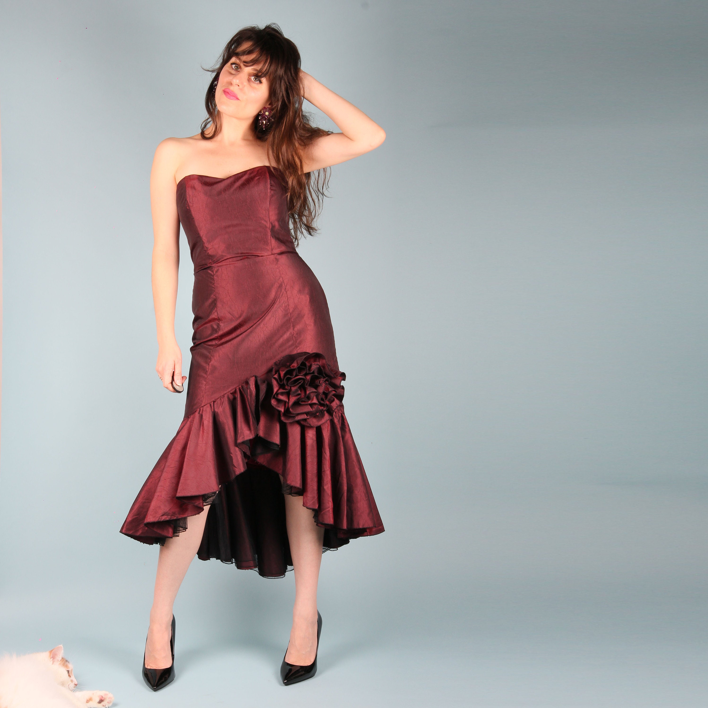 80s Vintage Prom Dress // Burgundy ...