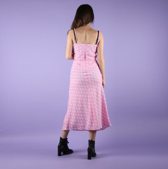 90s Vintage Dress // Lush Pink 90s Slip // Polka … - image 6