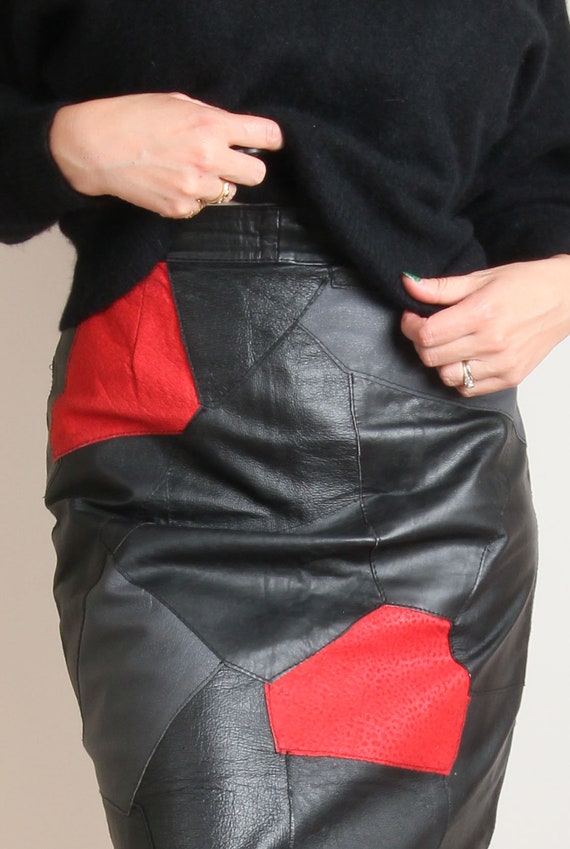 Leather skirt 80s style top