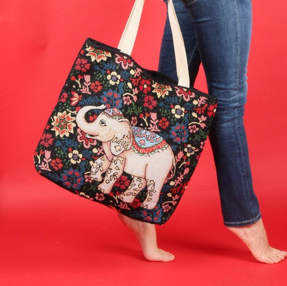 Tapestry Elephant Bag // Tapestry Shopping Tote //