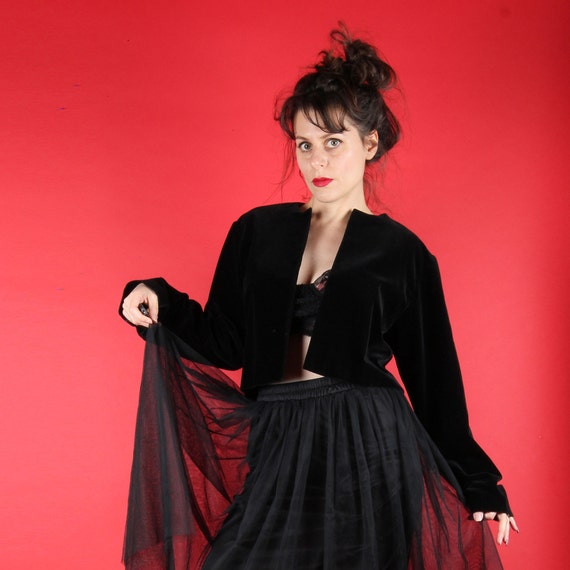 50s Vintage Jacket // 1950s Black Velvet Jacket //
