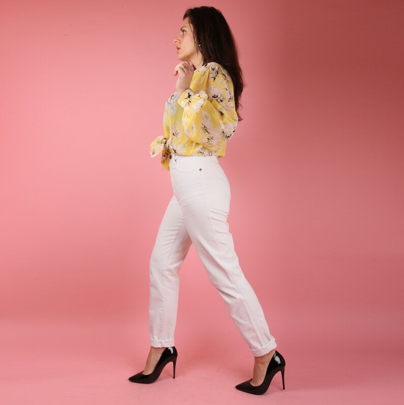 90s Vintage MOSCHINO Pants // White Love Heart Pocket Moschino Jeans // Chic White Denim Pants // XS image 5