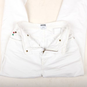 90s Vintage MOSCHINO Pants // White Love Heart Pocket Moschino Jeans // Chic White Denim Pants // XS image 9