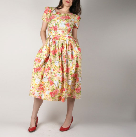 80s Does 50s Dress // Darling Cotton Frock // Flo… - image 5