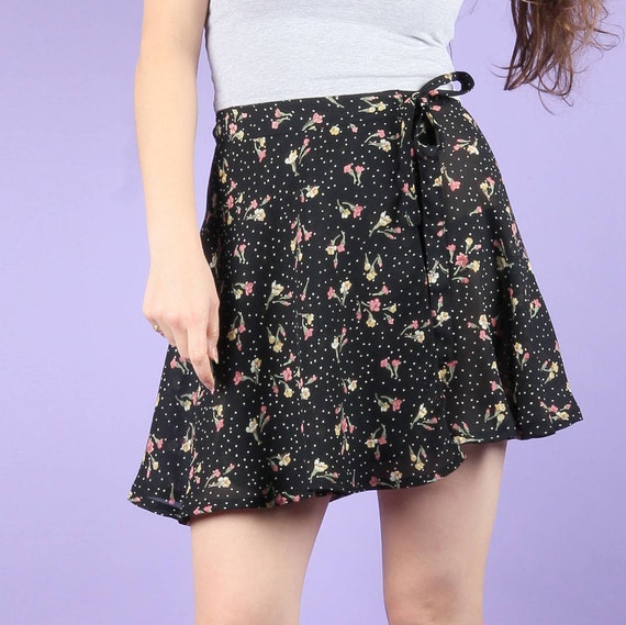floral wrap mini skirt