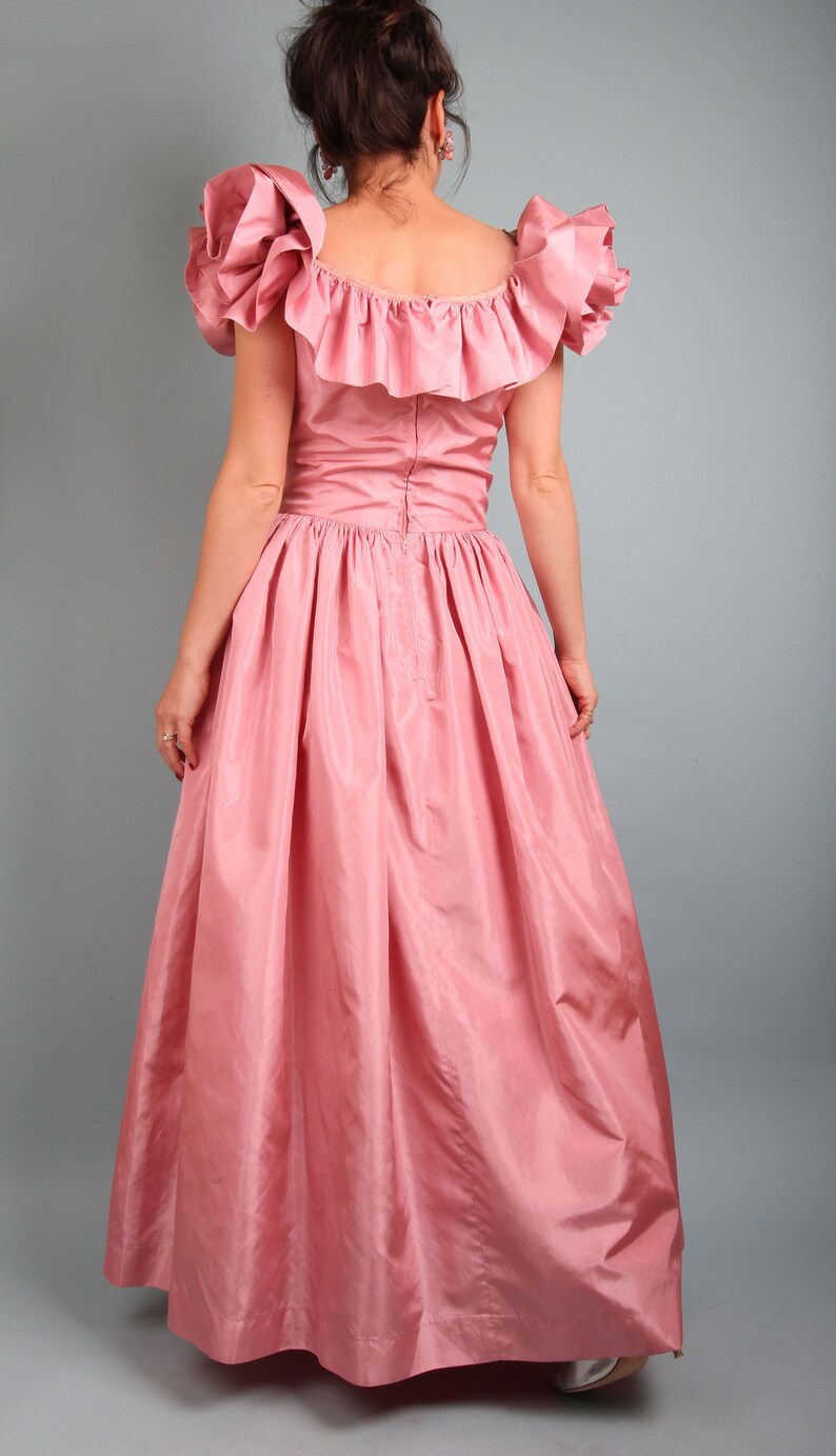 Vintage Taffeta Ball Gown 80s Vintage Candy Pink Handmade Etsy