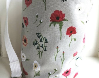 Hanging Clothes Peg Bag Laundry Pot Handmade, Sophie Allport Poppy Meadow Fabric
