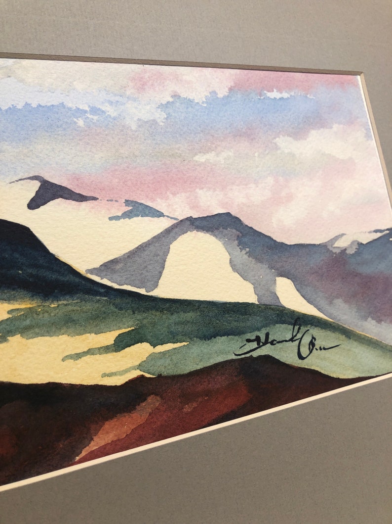 Haystack Butte Augusta Montana pnw big sky Original Watercolor painting panoramic artwork Matted in steel grey