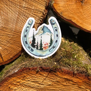 Watercolor Montana Horseshoe Vinyl Sticker, Big Sky State Art