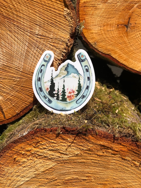 Horseshoe and Mountains Sticker