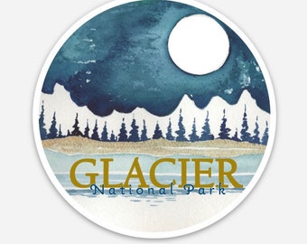 Glacier National Park watercolor decal, 3&quot; weather resistant