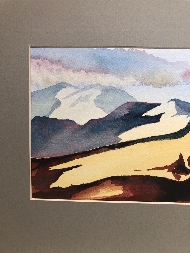 Haystack Butte Augusta Montana pnw big sky Original Watercolor painting panoramic artwork Matted in steel grey