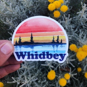 Whidbey Island tree circle sunset decal, pnw car decal, Pacific Northwest, Washington State, sticker