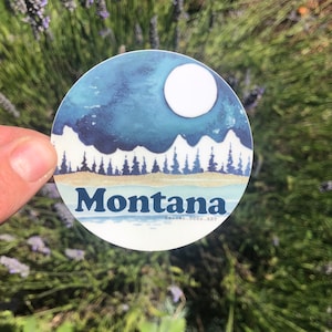 Montana Watercolor Vinyl Sticker, Big Sky Sunset Decal