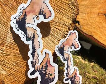 Whidbey Island tree line decal, die cut, pnw car decal, Pacific Northwest, Washington State, sticker