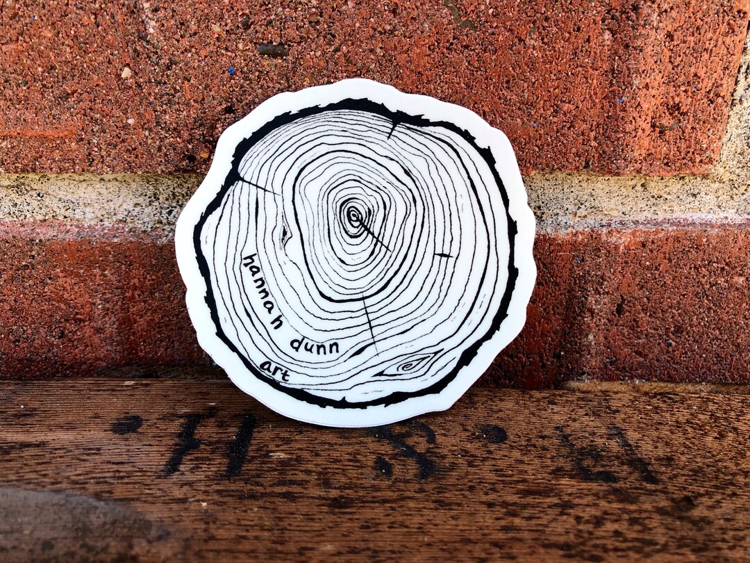 Tree Rippened Sticker Vinyl Tree Stump Sticker, Pen and Ink - Etsy
