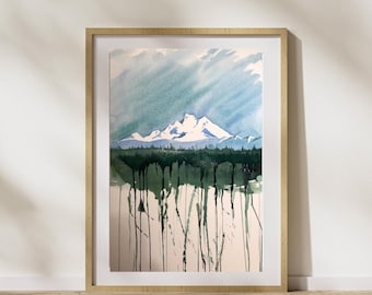 Mount Baker Watercolor Print | Mountain Art