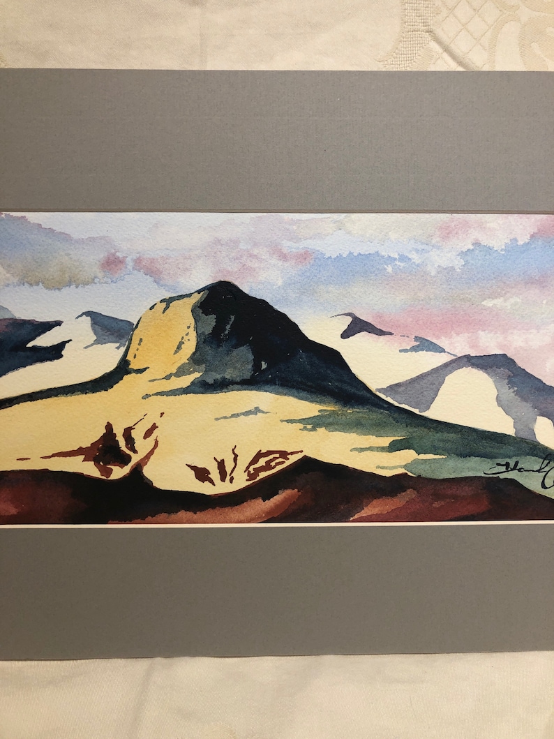 Haystack Butte Augusta Montana pnw big sky Original Watercolor painting panoramic artwork Matted in steel grey