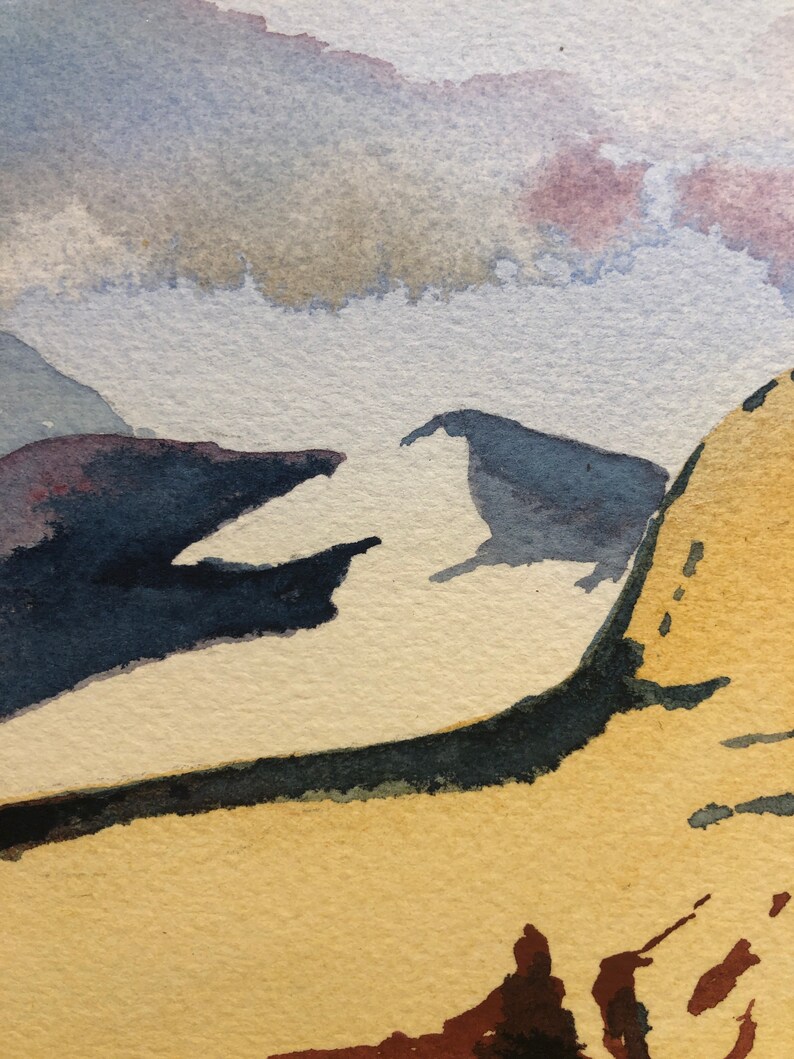 Haystack Butte Augusta Montana pnw big sky Original Watercolor painting panoramic artwork Matted in steel grey