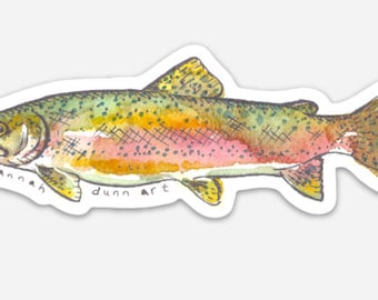 Rainbow Trout Waterproof Sticker – Fly Fishing Gift | Original Watercolor Fish Decal | Nature Lover, Outdoor, Montana-Inspired Art