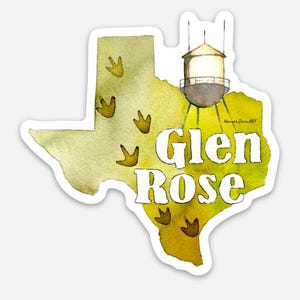 Glen Rose TX watercolor sticker