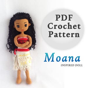 Moana Princess Geïnspireerd Gehaakt Pop Patroon (Amigurumi Pop Patroon / PDF Gehaakt Pop Patroon / Engels Patroon)