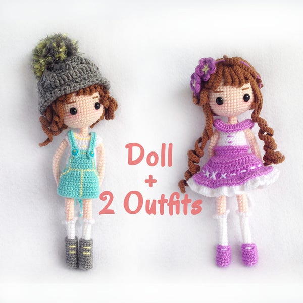 Mimi - Cute Doll with 2 outfits (Amigurumi Doll Pattern / PDF Crochet Doll Pattern / English Pattern)