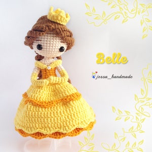 Princess Belle Inspired Crochet Doll Pattern Amigurumi Doll Pattern / PDF Crochet Doll Pattern / English Pattern image 1