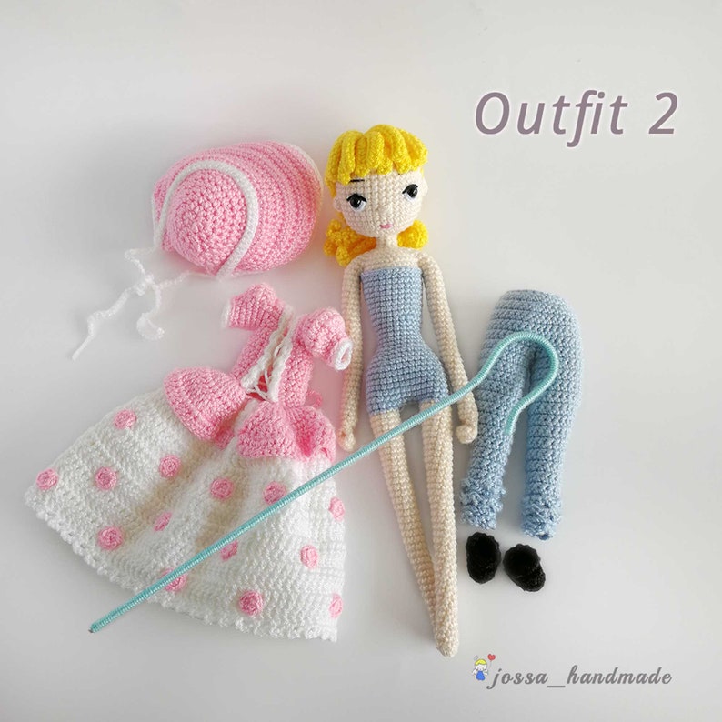 Toy Story Bo Peep with 2 Outfits Crochet Doll Pattern Amigurumi Doll Pattern / PDF Crochet Doll Pattern / English Pattern image 7