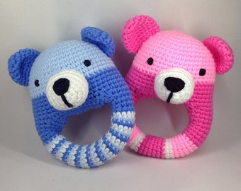 Crochet Amigurumi Teddy Bear Baby Rattle Pattern / PDF Baby Rattle Pattern / Instant Download | Cute Animal Rattle Crochet Baby Shower