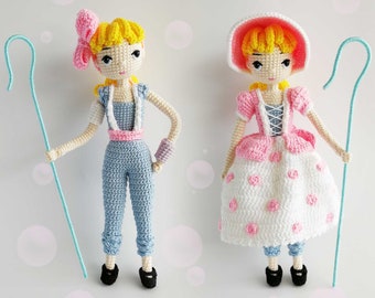Toy Story Bo Peep with 2 Outfits Crochet Doll Pattern (Amigurumi Doll Pattern / PDF Crochet Doll Pattern / English Pattern)