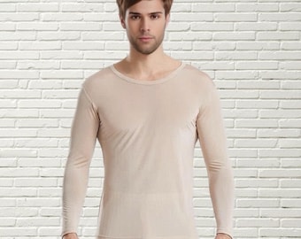 Men's Pure Milberry Silk Lightweight Thermal Underwear/base layer/ pajama Set