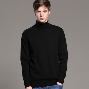 Men&#39;s 100% Cashmere turtleneck Sweater - Hand knitted