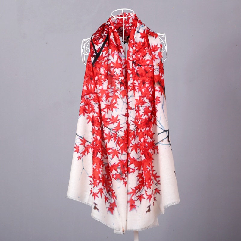 Ethnic Style Plant Totem Cashmere-like Embroidered Warm Scarf