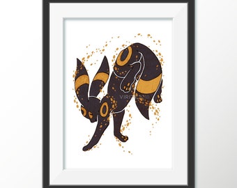 Gilded Eeveelutions Series: Umbreon [5x7 PEARL METALLIC PRINTS]