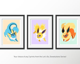 Let's Go, Eeveelutions! Choice of 3 prints [5x7 & 8x10 PRINTS]