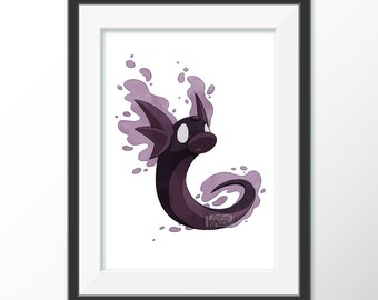 Pokefusion: Gastini // Gastly + Dratini [5x7 & 8x10 PRINTS]