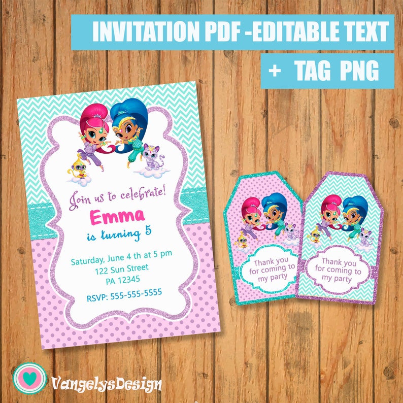 invitacion shimmer y shine