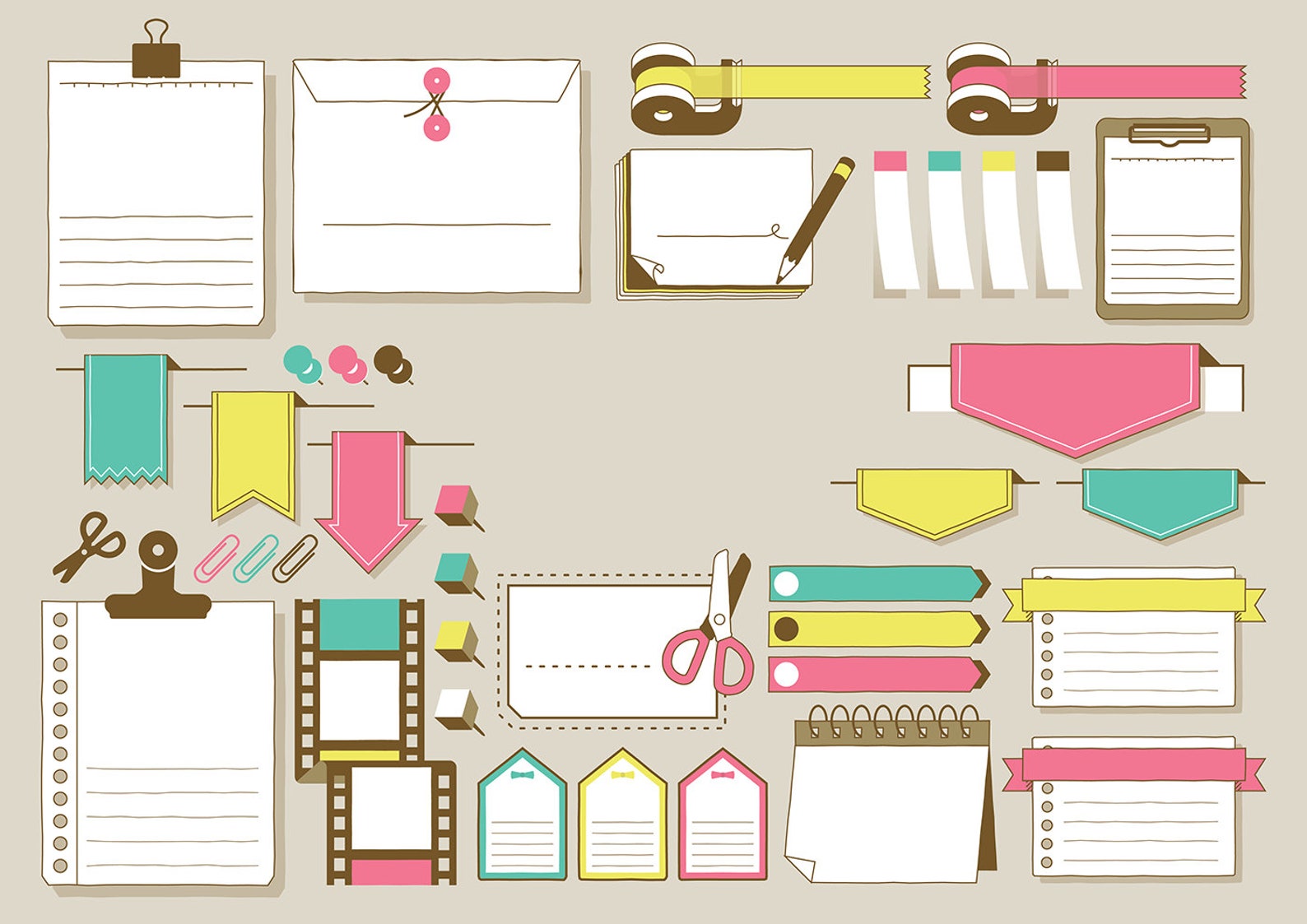 Memo Pad Frame 300DPI PNG clipart graphics Instant Download Etsy