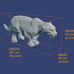 Leopard, Jaguar, Panther Sculpture Geometric ,Template, DIY, Papercraft, PDF, Pattern, Decoration, 3D, Design, Minimalist, Faceted.