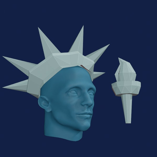 Statue of Liberty Crown and Torch, Template, DIY, Papercraft, PDF, Pattern, Design, Minimalist, Faceted, design,  Cosplay, Costume, Theater