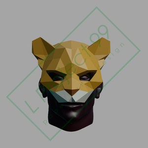 Máscara de Pantera. Plantilla. Papercraft, DIY., PDF, Patrón, Cosplay, Disfraces, Halloween, Teatro, Juguetes, Accesorios, 3D