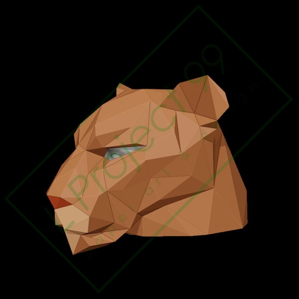 Lioness Mask Template. DIY, Papercraft, PDF, Pattern, Cosplay, Costume, Halloween, Theater, Toys, Accesoires, 3D