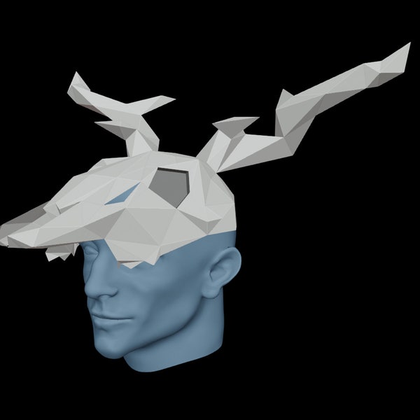 Crâne de cerf modèle, DIY, papercraft, PDF, , cosplay, costume, Halloween, horreur, théâtre, 3D, accessoires de tête, chapeau